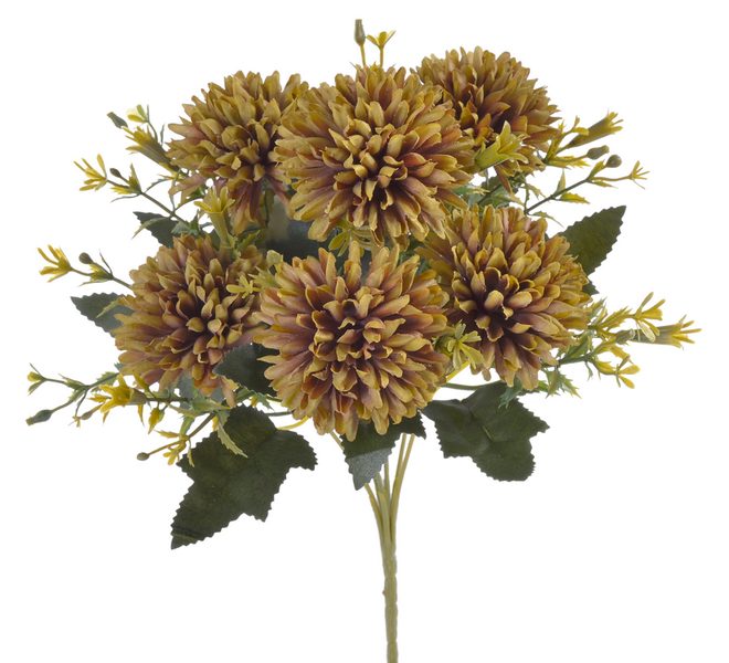 Kytice chryzantém 7 ks - khaki