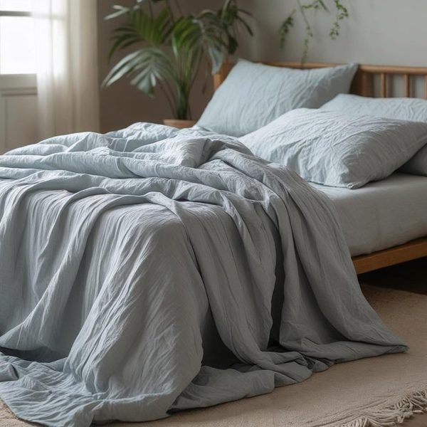 Mušelínové povlečení - sv. šedé 140x200+70x90 cm