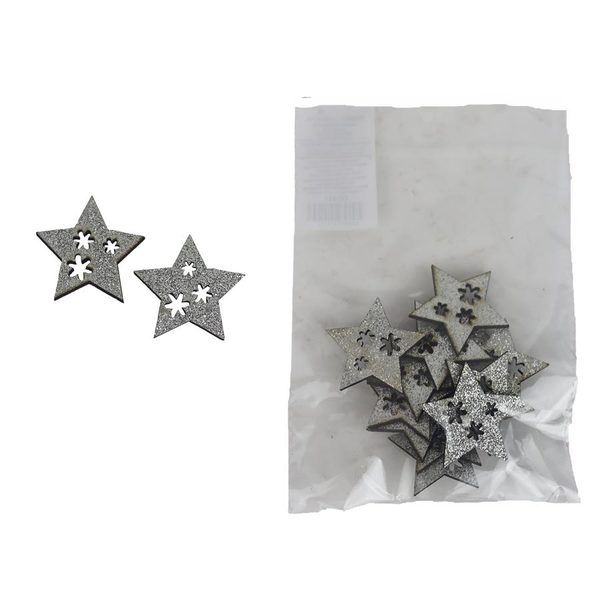 Dekorační hvězda, 12 ks D7441 - 4.3 × 4.3 × 0.3 cm