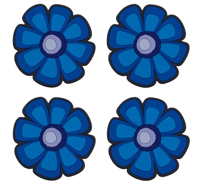 Podtácek sada 4 ks - 10x10 cm - 4ks květ modrý