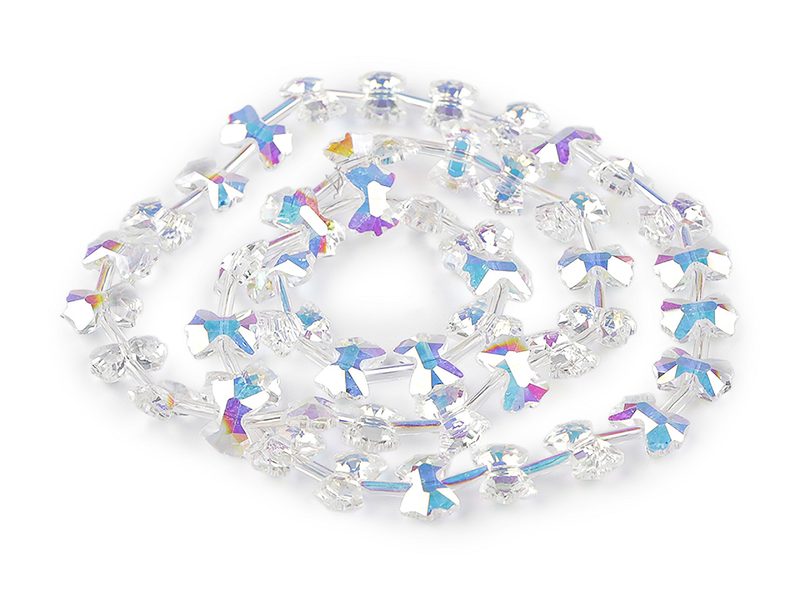 Skleněné korálky broušené mašličky a hladké tyčky na drátku