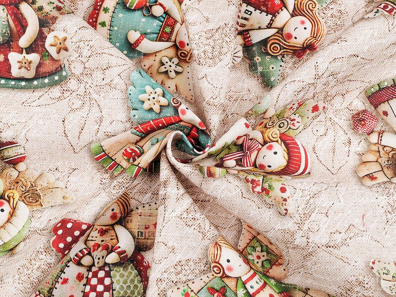 Vánoční látka se strukturou Half panama anděl