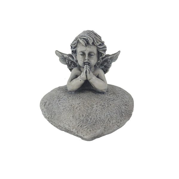 Dekorace na hrob srdce s andělem X7467 - 10 × 9 × 8 cm