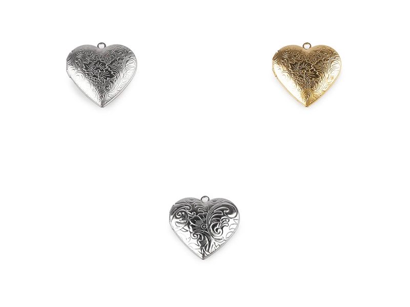 Madailonek rozevírací srdce zdobené Ø29 mm z nerezové oceli