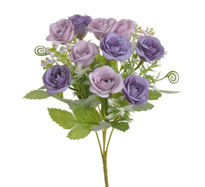 Kytice růžiček 28 cm - mix fialová