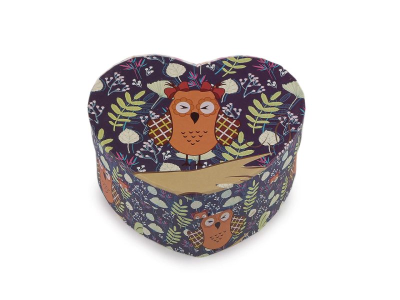 Dárková krabička srdce sova 11,5x10 cm