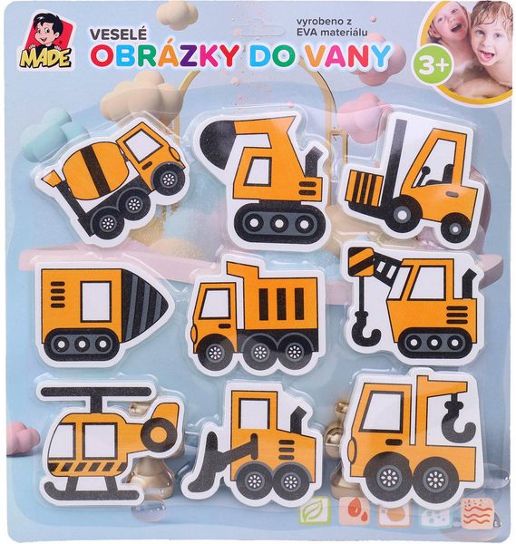 Vodolepky soft pěnové dopravní prostředky set 9ks do vany do vody