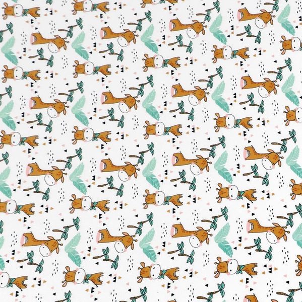 Látka - elastický úplet s potiskem Béžová 48/401 šířka 175 cm