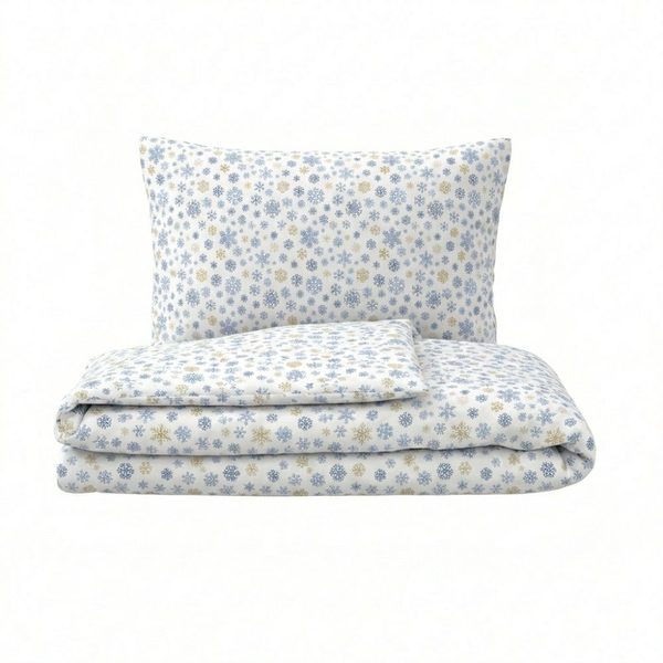 Vánoční povlečení VLOČKY modrobéžové