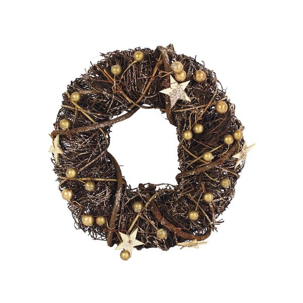 Věnec se zlatými ozdobami průměr 24cm P0472