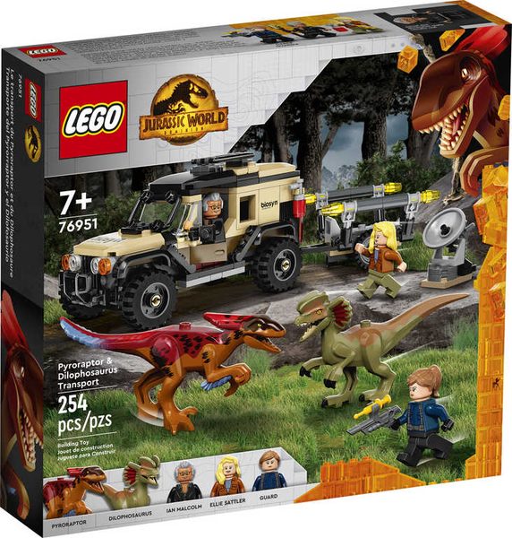 LEGO JURASSIC WORLD Přeprava pyroraptora a dilophosaura 76951