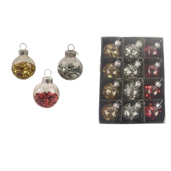 Vánoční ozdoba,12ks S0321 - dia 3 x 3,5 cm