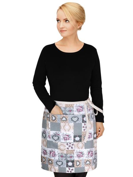 Kuchyňská zástěra DITA - do pasu Šedá 189/408 zástěra 68x50 cm