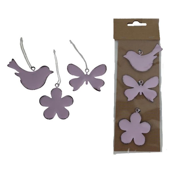 Dekorace k zavěšení, 3 ks K3276-05 - 5 - 6,5 x 0,3 x 4 - 5,7 cm