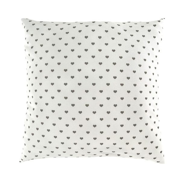 Povlak na polštář flanelový 40x40cm SRDÍČKA šedá