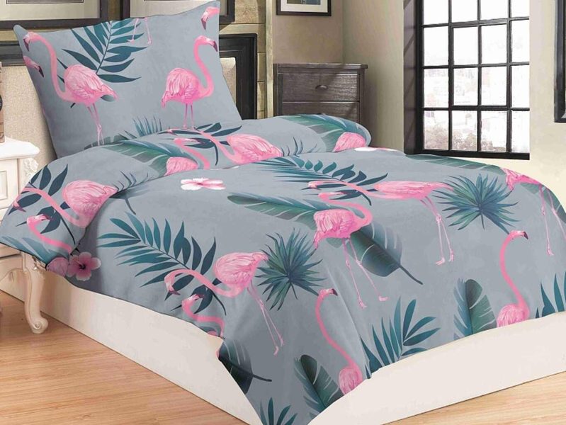 Povlečení mikroflanel Flamingo grey 140x200, 70x90 cm