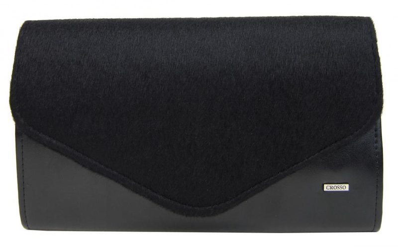 Černá matná chlupatá společenská clutch kabelka SP102 GROSSO