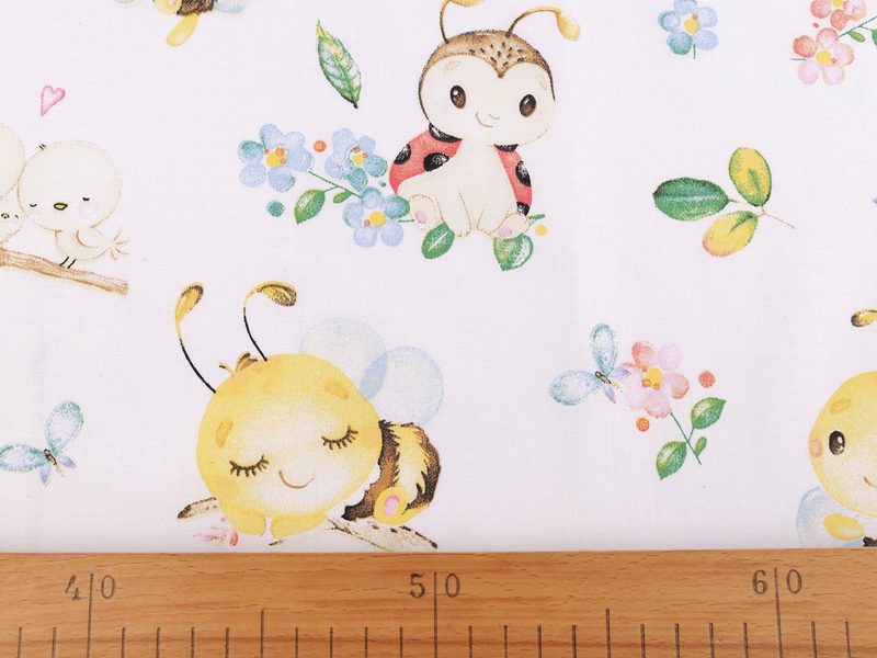 METRÁŽ Bavlněná látka beruška, včelka