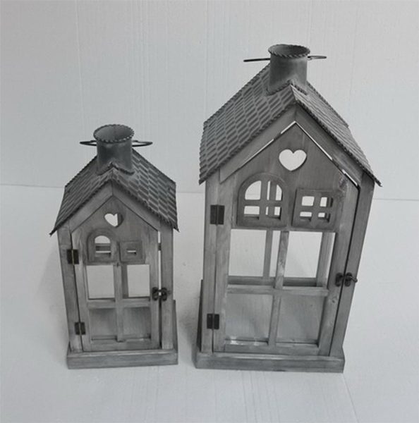 Dřevěná lucerna D7210/A - výška 43 cm