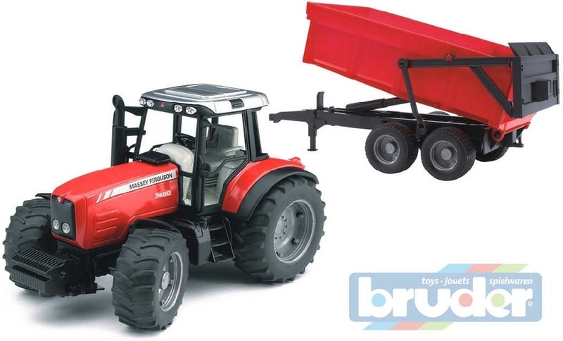 Bruder traktor Massey Ferguson + sklápěcí vůz červený 02045