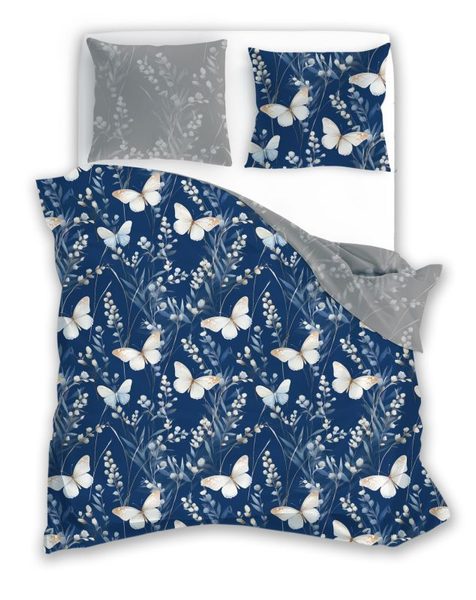 FARO Povlečení Motýlci na modré Bavlna, 140/200, 70/90 cm