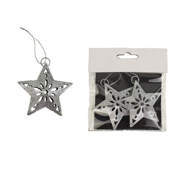 Ozdoba hvězda, 2ks K1095/ST - dia 7 x 1,5 cm