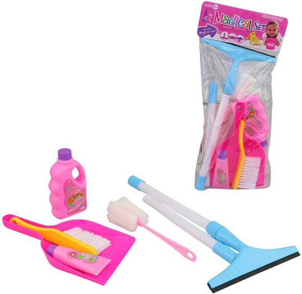 Sada úklidová se stěrkou na okna malá uklízečka 6ks v sáčku plast