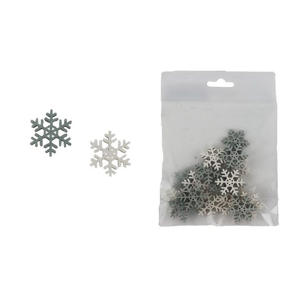 Vločka, 18 ks D7418 - 2.5 × 2.5 × 0.3 cm