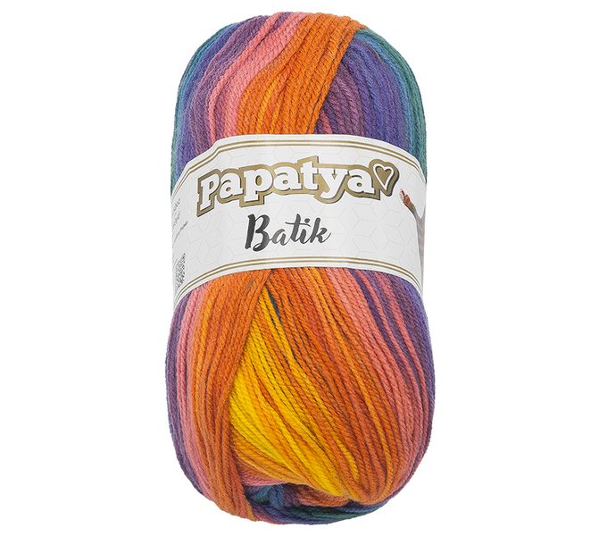 Příze PAPATYA BATIK Žlutá,Oranžová,Fialová,Zelená 554-13 100g / 360 m