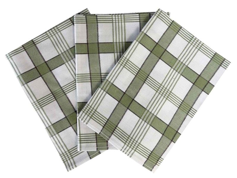 Utěrka Extra savá Káro khaki 50x70 cm 3 ks