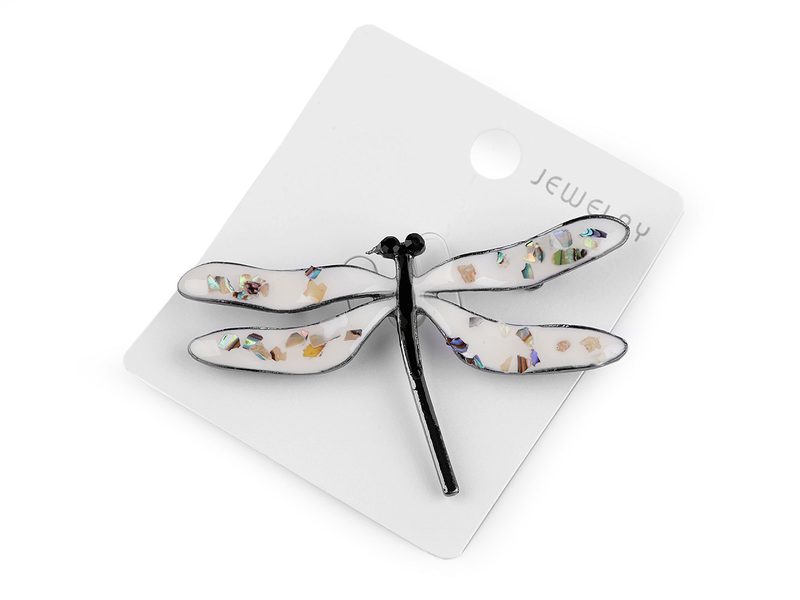 Brož vážka zdobená perleťovými vločkami