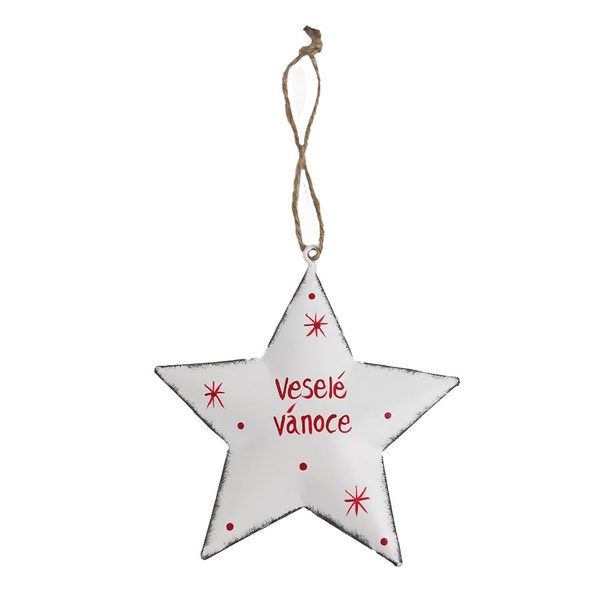 Hvězda k zavěšení VESELÉ VÁNOCE K3776-01 - 9.5 cm