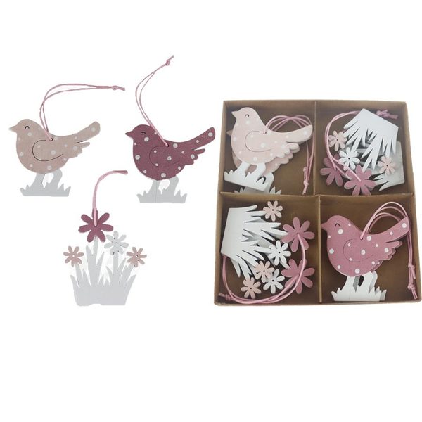 Jarní dekorace k zavěšení, 8 ks D6107 - 5 - 6 x 0,4 x 5 - 6 cm