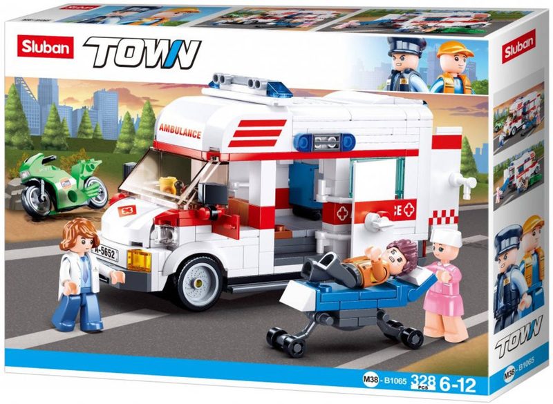 SLUBAN TOWN Auto sanitka 328 dílků + 3 figurky STAVEBNICE