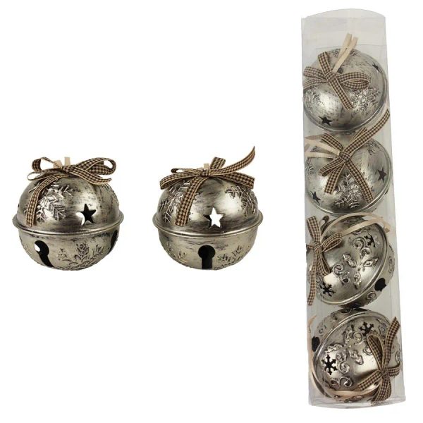 Rolničky kovové, 4ks K0640 - dia 7,5 x 6,5 cm