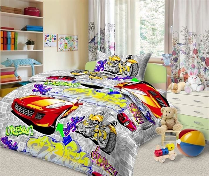 Bavlněné dětské povlečení do postýlky Auta bílá  45 x 65, 140 x 90cm