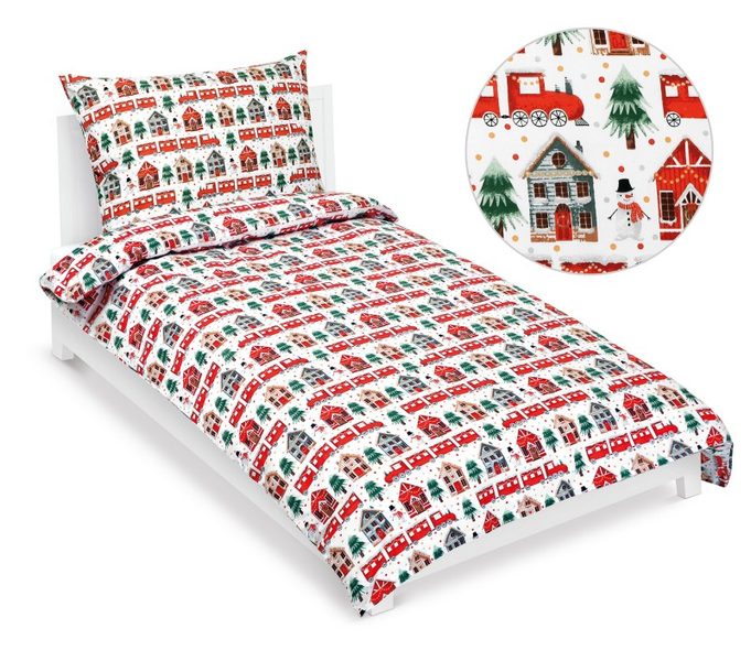 Povlečení dětské - Vánoce Bílá,Zelená,Červená 90/CH05 140x200, 70x90 cm