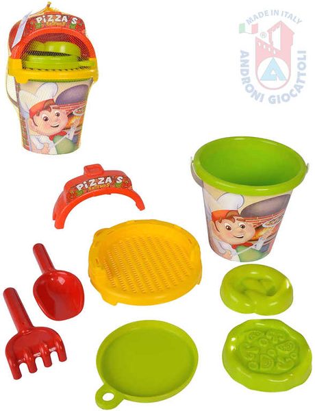 Pizza pískový set kyblík se sítkem a nástroji 7ks plast