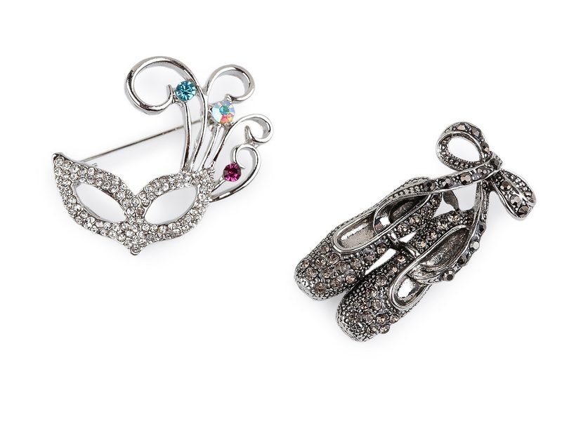 Brož s broušenými kamínky maska, baletní špičky