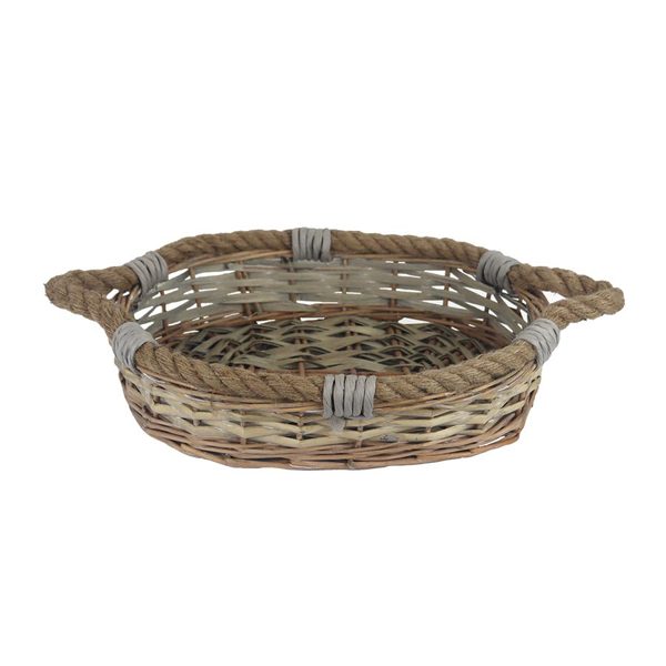 Košík oválný šedý malý P2039/M - 38 x 28 x 9 cm