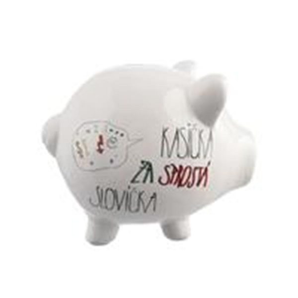 Pokladnička ker. Sprostá slovíčka bílá 20x14x16,5 cm - 20x14x16,5cm