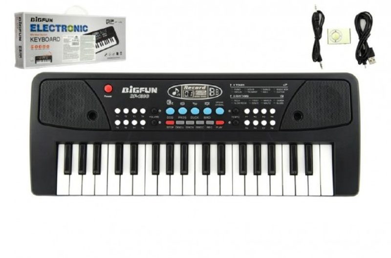 Pianko/Varhany/Klávesy 37 kláves, napájení na USB + přehrávač MP3 + mikrofon plast 40cm