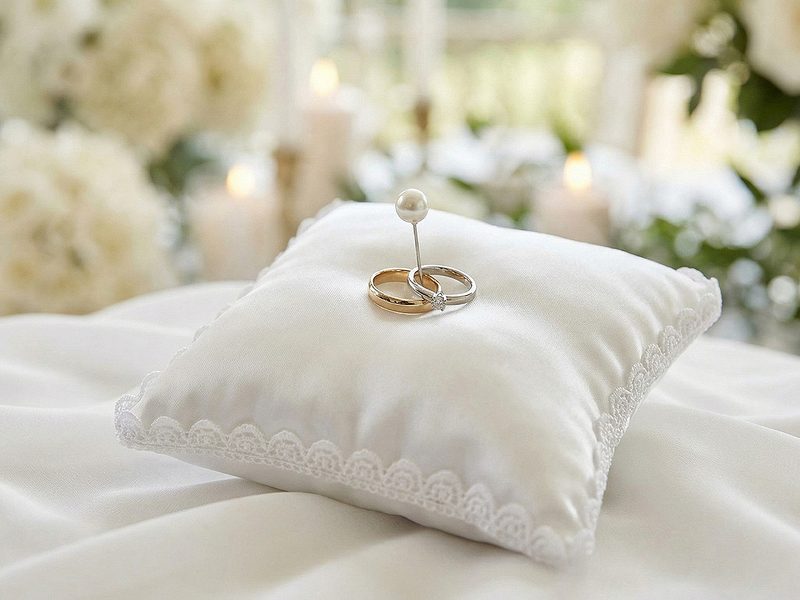 Polštářek na svatební prstýnky 16x16 cm