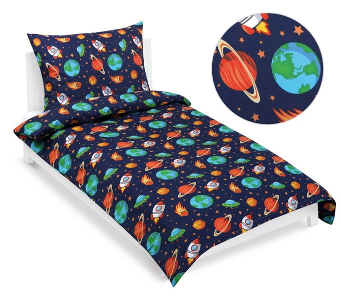 Povlečení bavlněné Junior Modrá,Oranžová 90/088 140x200, 70x90 cm