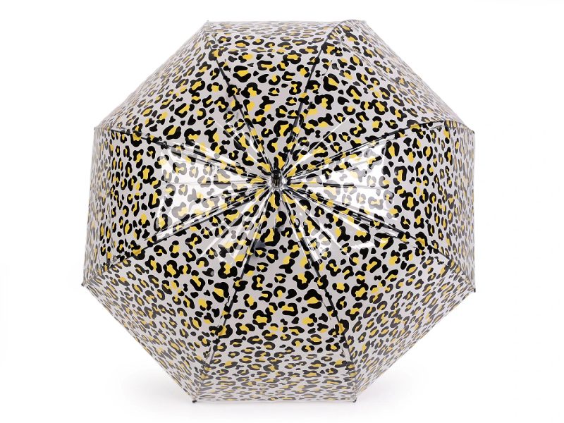 Dámský / dívčí průhledný vystřelovací deštník leopard
