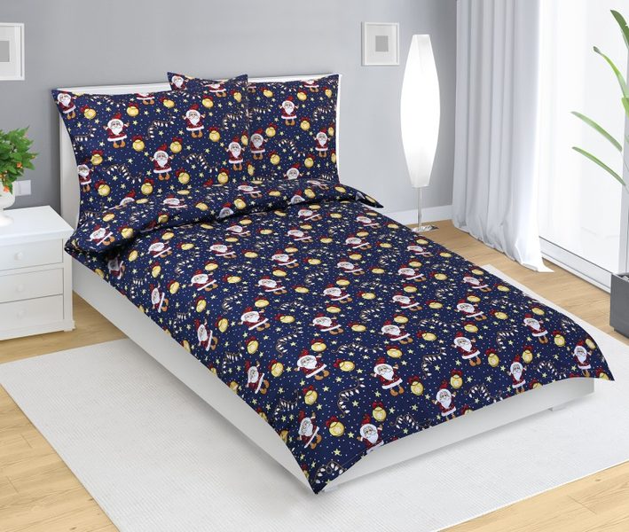 Povlečení dětské - Vánoce Modrá,Žlutá,Bílá 90/104 140x200, 70x90 cm