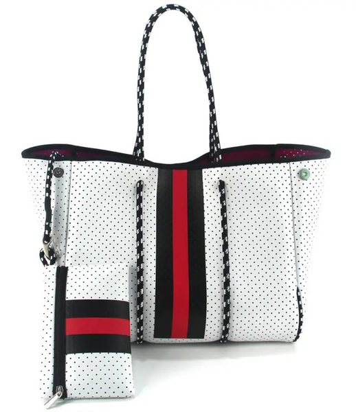 Neoprenová dámská plážová taška voděodolná bílo-červená JG016