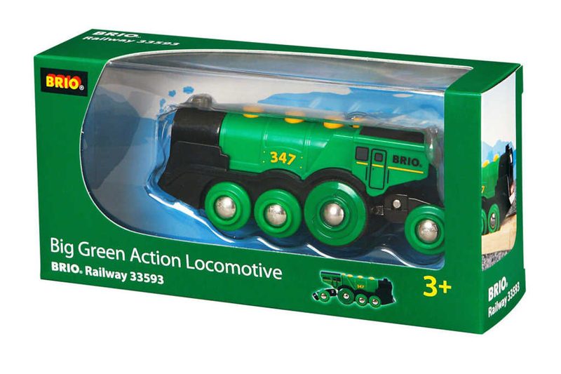 Brio zelená elektrická lokomotiva (doplněk k vláčkodráze, baterie, světlo, zvuk)