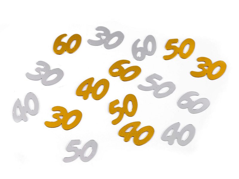 Konfety čísla 30; 40; 50; 60 - na párty, narozeninové oslavy