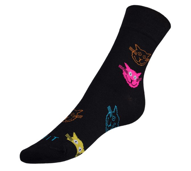 Ponožky Kočky barevné - 39-42 černá